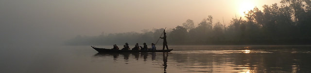 Canoe transport in Nepal.